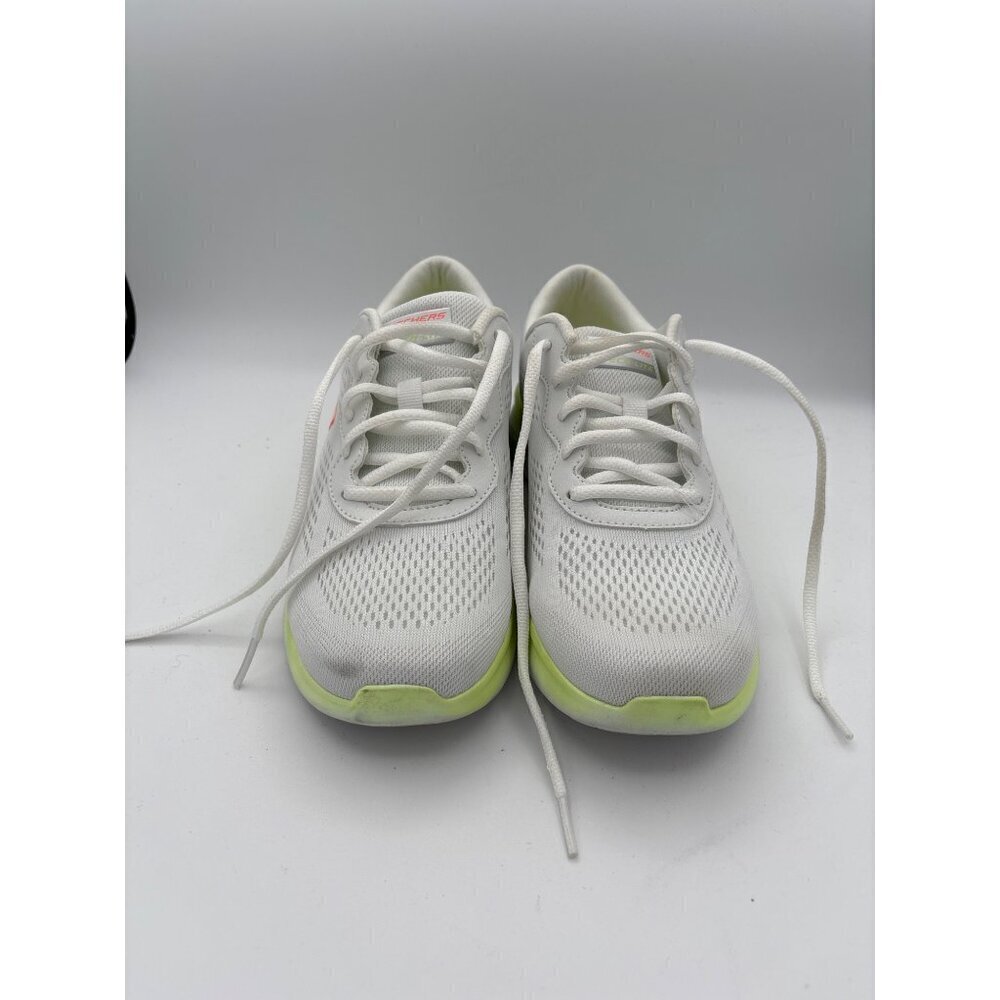 Skechers Womens Air-Cooled Memory Foam Athletic Shoes Size 7.5 White & Neon